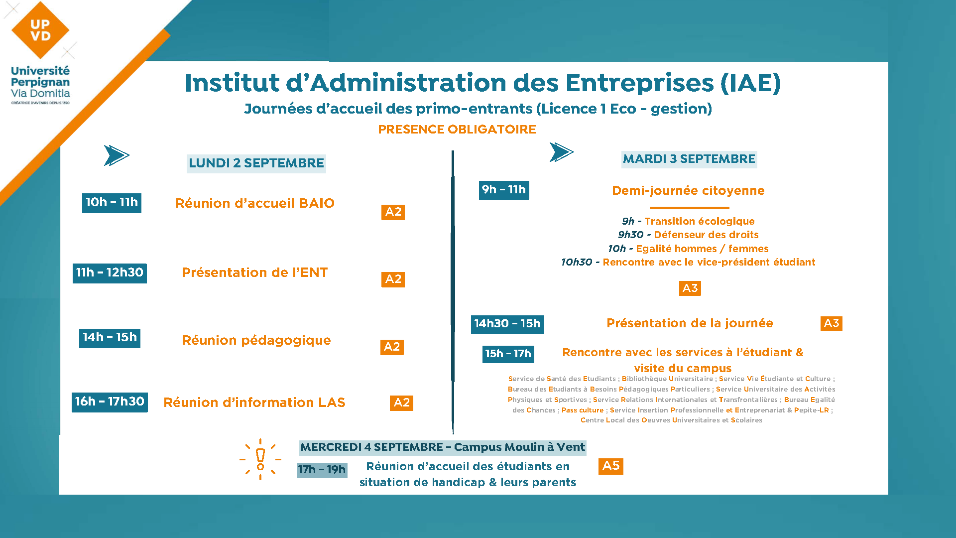 EDT Journées d'accueil des primo entrants 2024